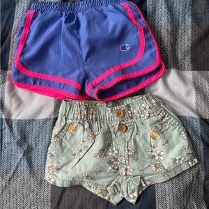 Champion Kids Blue Shorts with Pink Trim